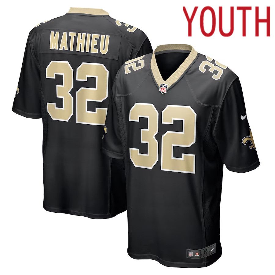 Youth New Orleans Saints 32 Tyrann Mathieu Nike Black Game NFL Jersey